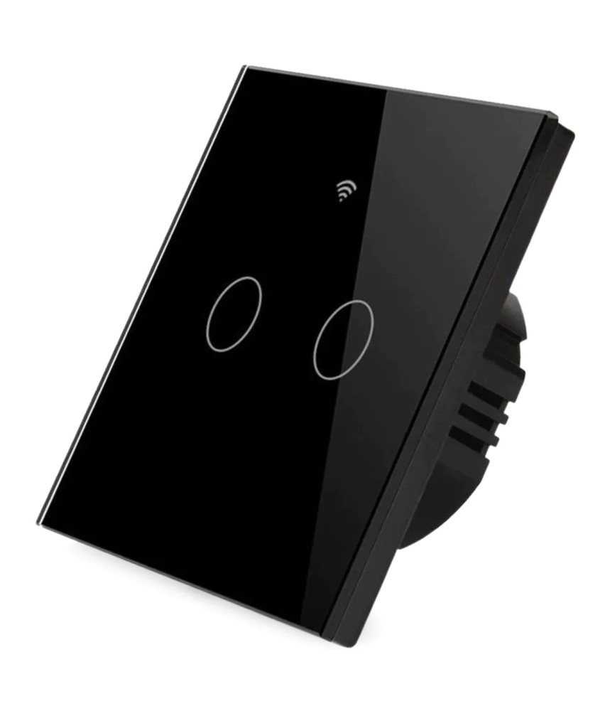 Intrerupator Dublu Wi-Fi cu Touch Negru din Sticla Intrerupator Dublu Wi-Fi cu Touch Negru din Sticla