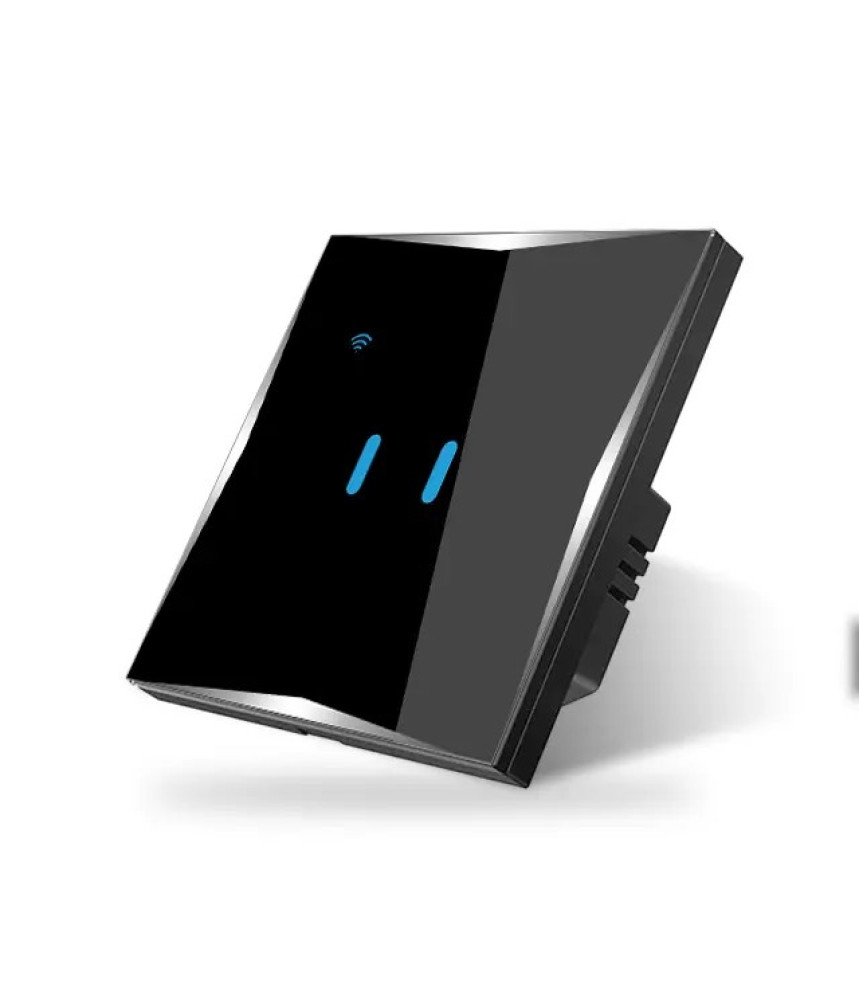 Intrerupator Dublu X Wi-Fi cu Touch din Sticla Negru Intrerupator Dublu X Wi-Fi cu Touch din Sticla Negru
