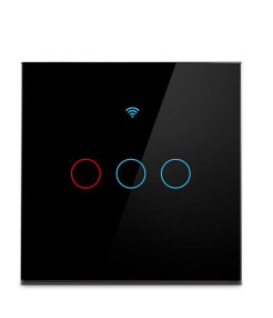 Intrerupator Triplu Wi-Fi cu Touch Negru din Sticla Intrerupator Triplu Wi-Fi cu Touch Negru din Sticla
