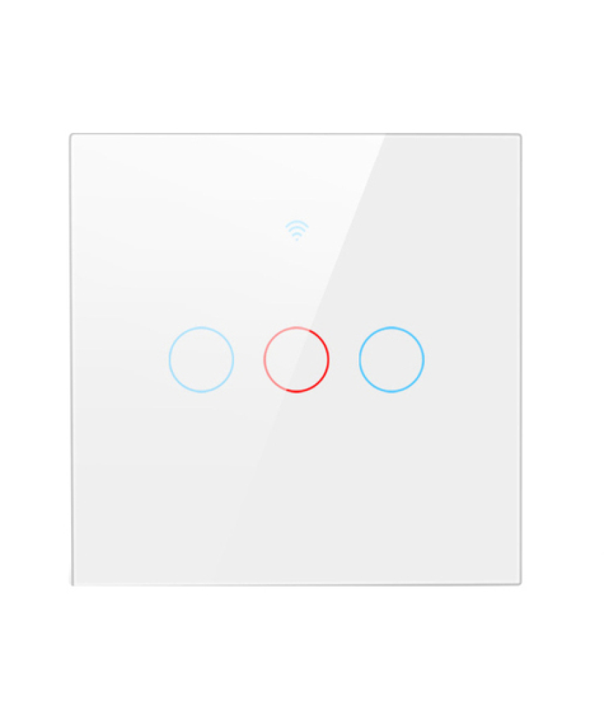 Intrerupator inteligent cu touch Tuya, Life Smart, Aubess, Wi-Fi, fara nul, 3 canale, 16A, Sticla securizata, compatibil Amazon Alexa/Google Assistant, Alb Intrerupator inteligent cu touch Tuya, Life Smart, Aubess, Wi-Fi, fara nul, 3 canale, 16A, Sticla securizata, compatibil Amazon Alexa/Google Assistant, Alb
