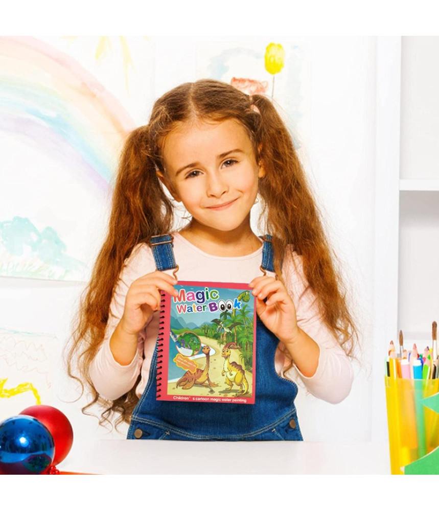 Carte de colorat cu apa Magic Book, Reutilizabila, plina de culori vibrante,Cars