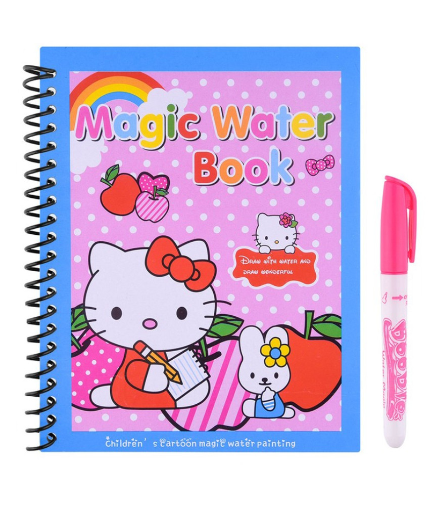 Carte de colorat cu apa Magic Book , Reutilizabila, plina de culori vibrante, Hello Kitty