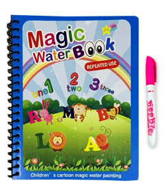 Carte de colorat cu apa Magic Book, Reutilizabila, plina de culori vibrante, Litere si Cifre