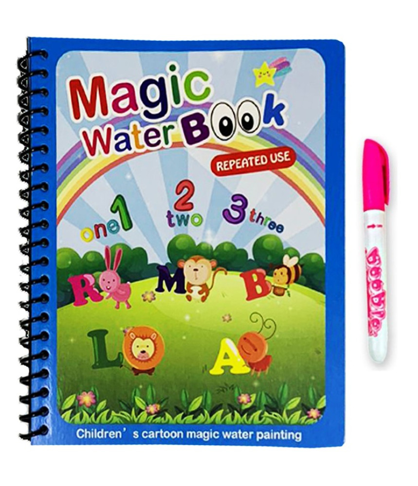 Carte de colorat cu apa Magic Book, Reutilizabila, plina de culori vibrante, Litere si Cifre