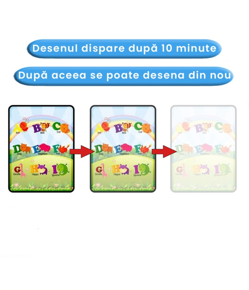 Carte de colorat cu apa Magic Book, Reutilizabila, plina de culori vibrante, Litere si Cifre