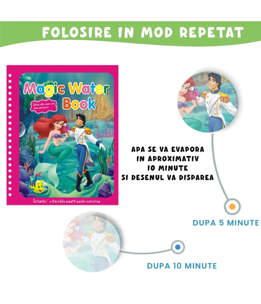 Carte de colorat cu apa Magic Carte de colorat cu apa Magic Book , Reutilizabila, plina de culori vibrante, Sirena Annabelle Carte de colorat cu apa Magic Carte de colorat cu apa Magic Book , Reutilizabila, plina de culori vibrante, Sirena Annabelle