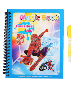 Carte de colorat cu apa Magic Book, Reutilizabila, plina de culori vibrante, Spiderman