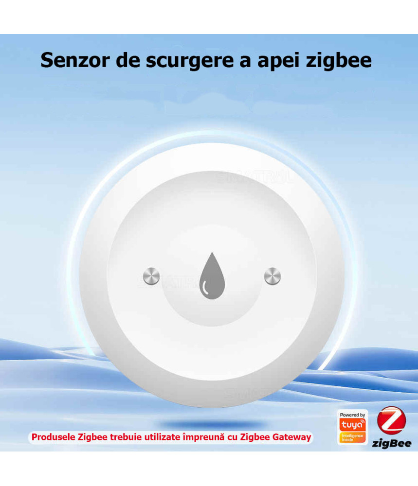 Senzor de scurgere a apei Smart Life, nivel IP66, alarma, detector prin aplicatie, imersie, Tuya Zigbee Senzor de scurgere a apei Smart Life, nivel IP66, alarma, detector prin aplicatie, imersie, Tuya Zigbee