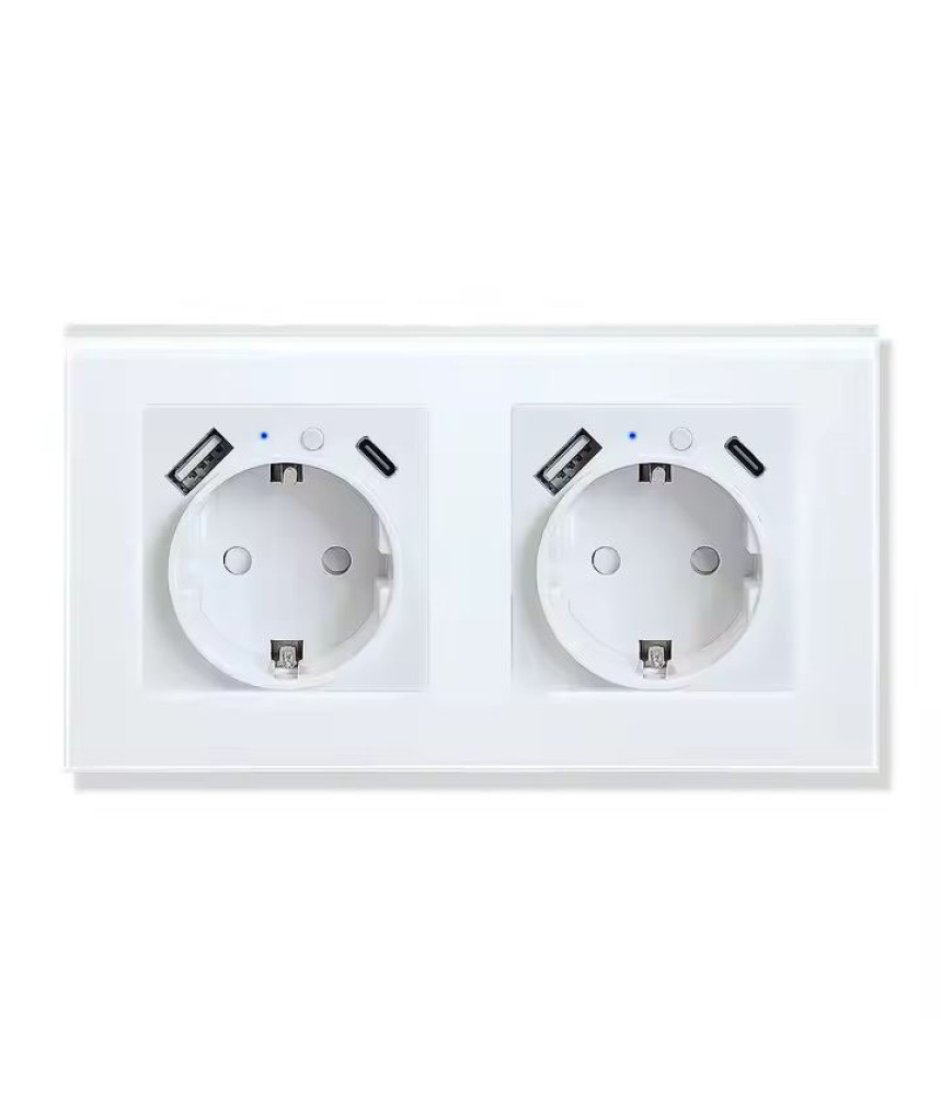Priza dubla inteligenta de perete16A USB Type-C, Wi-Fi Priza dubla inteligenta de perete16A USB Type-C, Wi-Fi