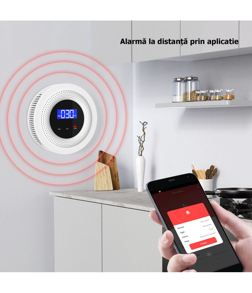 Detector si alarma smart Wifi pentru scurgeri de gaze, Temperatura Reglabila compatibil Tuya/Smartlife @SmartWiz Detector si alarma smart Wifi pentru scurgeri de gaze, Temperatura Reglabila compatibil Tuya/Smartlife @SmartWiz
