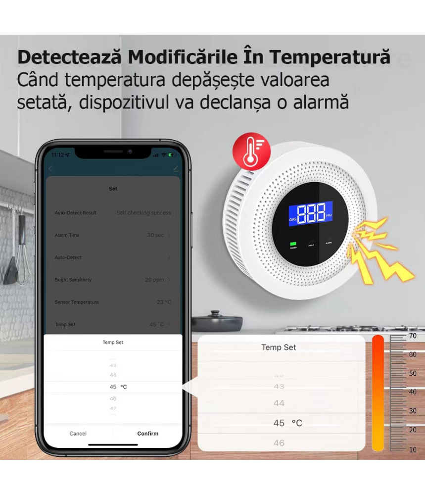 Detector si alarma smart Wifi pentru scurgeri de gaze, Temperatura Reglabila compatibil Tuya/Smartlife @SmartWiz Detector si alarma smart Wifi pentru scurgeri de gaze, Temperatura Reglabila compatibil Tuya/Smartlife @SmartWiz