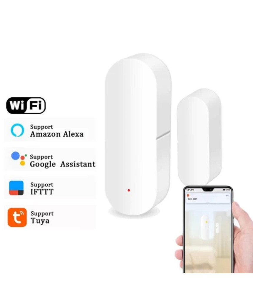 Senzor magnetic Wi-Fi, Avertizare Sonora, de usa/fereastra alb compatibil Tuya SmartLife Alexa si Google Assistant @SmartWiz Senzor magnetic Wi-Fi, Avertizare Sonora, de usa/fereastra alb compatibil Tuya SmartLife Alexa si Google Assistant @SmartWiz