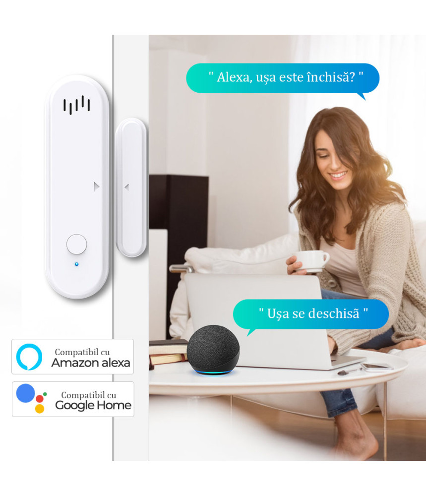 Senzor magnetic WiFi Sonor de usa/fereastra Senzor magnetic WiFi Sonor de usa/fereastra