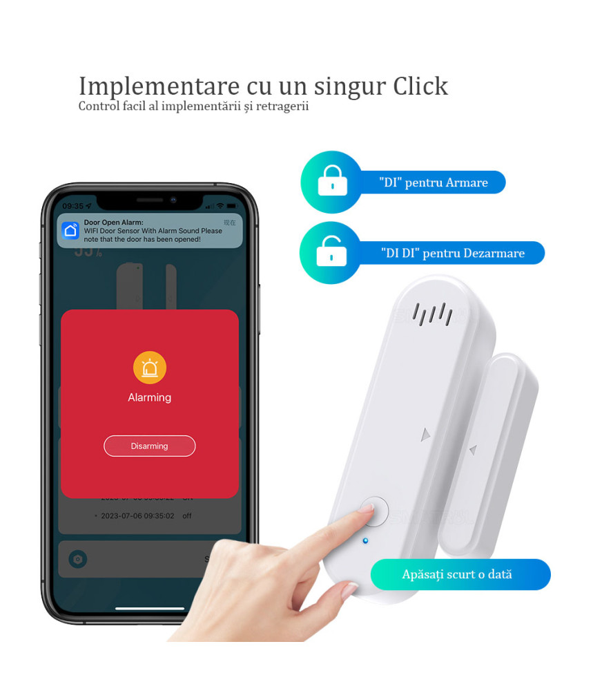 Senzor magnetic WiFi Sonor de usa/fereastra Senzor magnetic WiFi Sonor de usa/fereastra