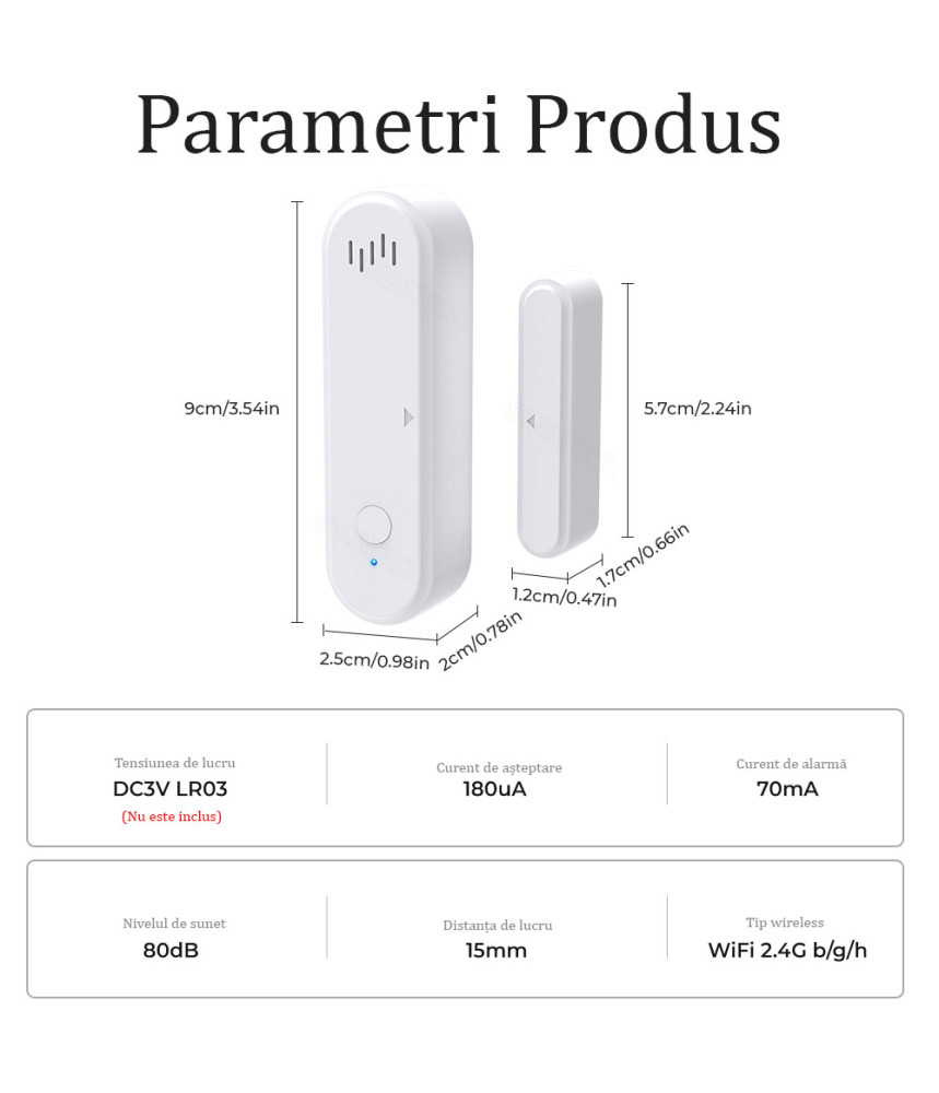 Senzor magnetic WiFi Sonor de usa/fereastra Senzor magnetic WiFi Sonor de usa/fereastra