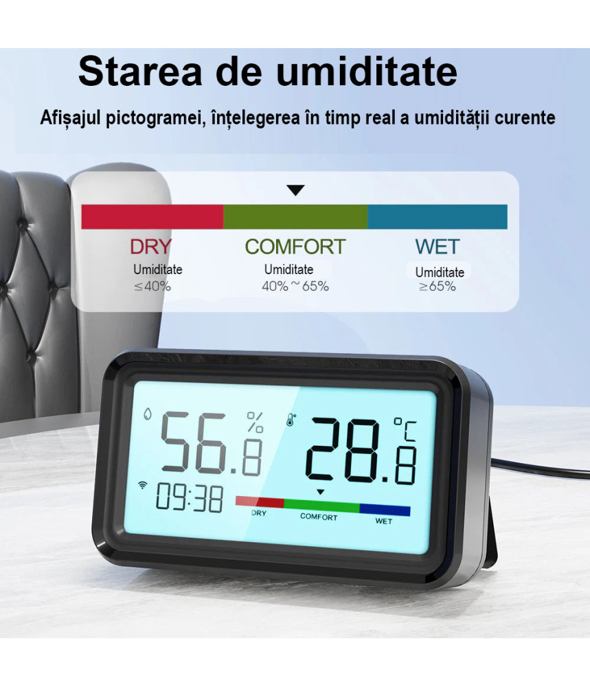 Senzor Mini de temperatura/umiditate NEGRU Senzor Mini de temperatura/umiditate NEGRU