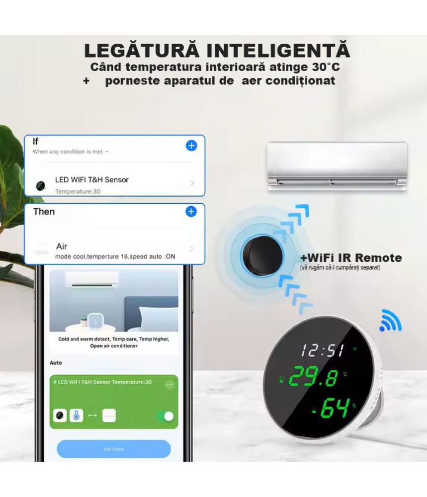 Senzor de umiditate si temperatura, Tuya Senzor de umiditate si temperatura, Tuya
