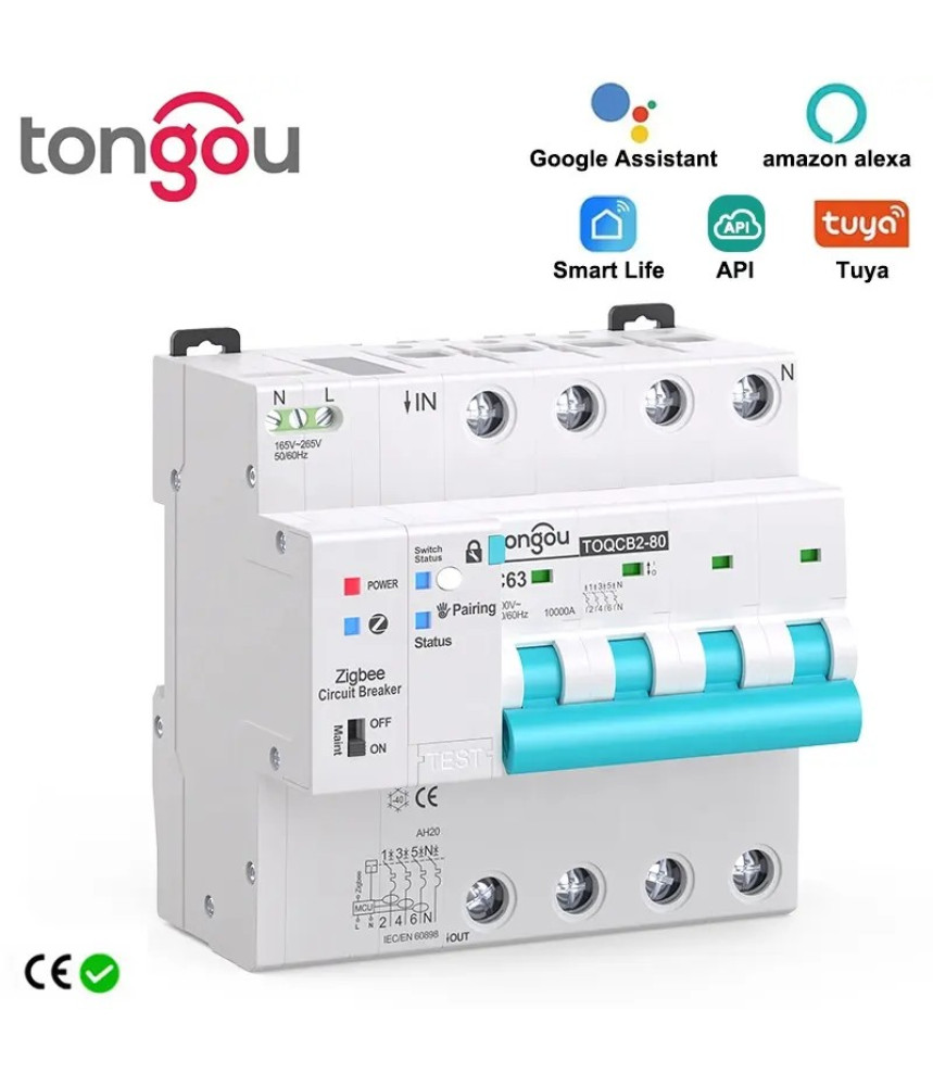 Siguranta Automata Inteligenta ZigBee, Tuya/Smartlife, 4Poli Siguranta Automata Inteligenta ZigBee, Tuya/Smartlife, 4Poli