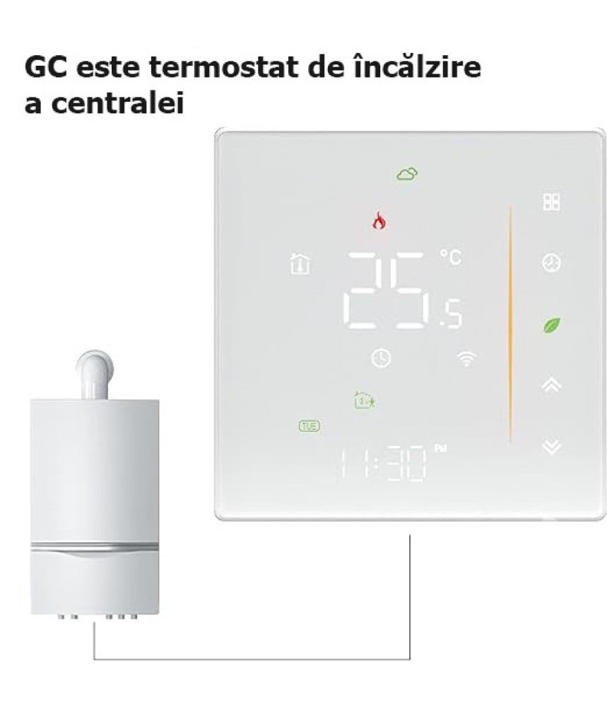 Termostat Inteligent Pardoseala/Boiler electric, Smart, WIFI, Control prin Aplicatia Tuya, Wireless, Prindere in Doza de Perete, Control Vocal Google Home, Alexa @SmartWiz Termostat Inteligent Pardoseala/Boiler electric, Smart, WIFI, Control prin Aplicatia Tuya, Wireless, Prindere in Doza de Perete, Control Vocal Google Home, Alexa @SmartWiz