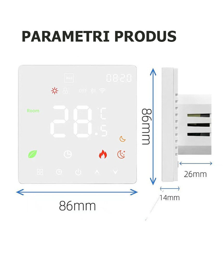 Termostat Inteligent Pardoseala/Boiler electric, Smart, WIFI Termostat Inteligent Pardoseala/Boiler electric, Smart, WIFI