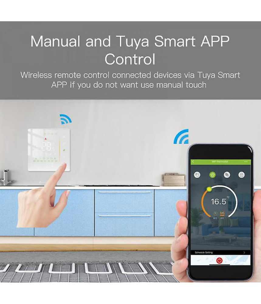 Termostat Inteligent Pentru Pardoseala, Smart, WIFI, Control prin Aplicatia Tuya, Wireless, Prindere in Doza de Perete, Control Vocal Google Home, Alexa @SmartWiz Termostat Inteligent Pentru Pardoseala, Smart, WIFI, Control prin Aplicatia Tuya, Wireless, Prindere in Doza de Perete, Control Vocal Google Home, Alexa @SmartWiz