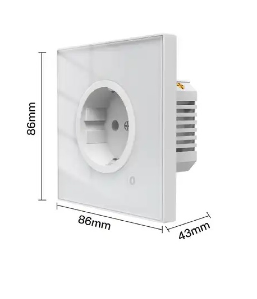 Priza inteligenta de perete, Wi-Fi, Rama din sticla, Monitorizare consum, 16A, Smart Life / Tuya APP, Alb @SmartWiz Priza inteligenta de perete, Wi-Fi, Rama din sticla, Monitorizare consum, 16A, Smart Life / Tuya APP, Alb @SmartWiz