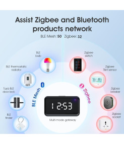 Smart Home Gateway cu Afisaj Ceas, ZigBee 3.0, Wireless, Pentru Echipamente Smart WiFi, Aplicatie Tuya, SmartLife @SmartWiz Smart Home Gateway cu Afisaj Ceas, ZigBee 3.0, Wireless, Pentru Echipamente Smart WiFi, Aplicatie Tuya, SmartLife @SmartWiz