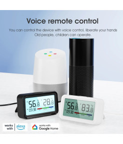 Senzor Mini de temperatura/umiditate, Display, Mod Noapte, Alerta Mobil, TypeC, WiFi 2.4G, Compatibil cu Tuya/SmartLife/Alexa/Echo/Google Assistant, Negru @SmartWiz