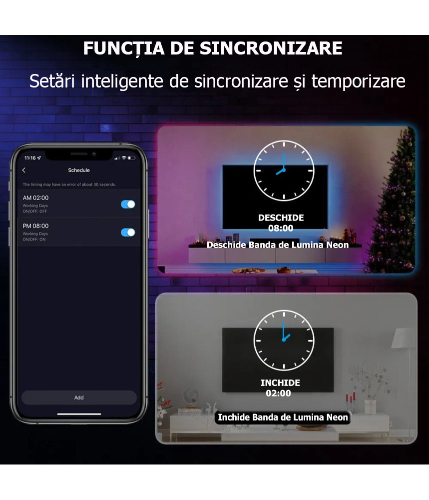 Banda LED Neon RGB inteligenta Tuya, Wi-Fi, sincronizare muzica, IP67, compatibil Alexa/Google Assistant, 5m @SmartWIZ Banda LED Neon RGB inteligenta Tuya, Wi-Fi, sincronizare muzica, IP67, compatibil Alexa/Google Assistant, 5m @SmartWIZ