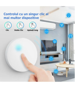 Buton Inteligent Programabil, Baterie, 3 Scenarii Tuya, Zigbee, Alb @SmartWIZ Buton Inteligent Programabil, Baterie, 3 Scenarii Tuya, Zigbee, Alb @SmartWIZ