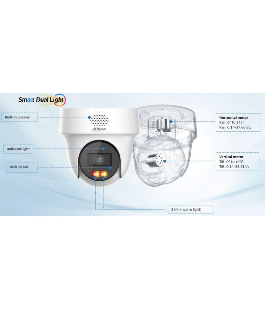 Cameră IP Dahua 4MP 2.8mm PT, audio bidirecțional, iluminare IR 30m, PoE, IP66 Cameră IP Dahua 4MP 2.8mm PT, audio bidirecțional, iluminare IR 30m, PoE, IP66