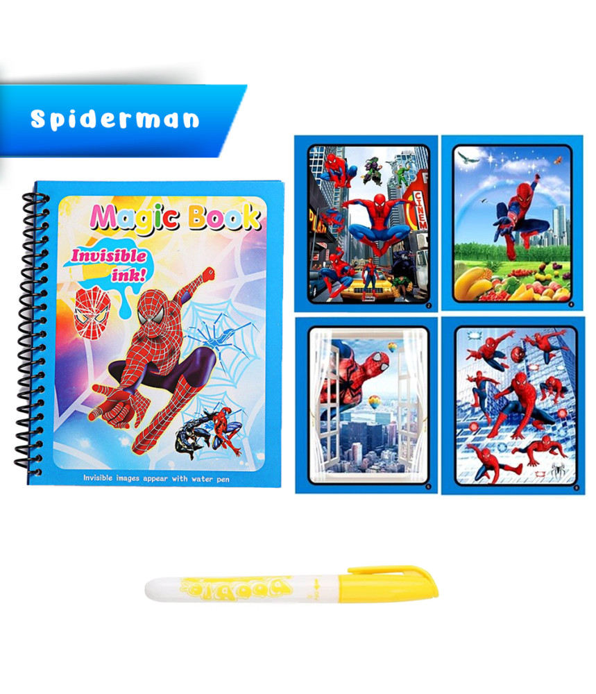 Carte de colorat cu apa Magic Book, Reutilizabila, plina de culori vibrante, Spiderman Carte de colorat cu apa Magic Book, Reutilizabila, plina de culori vibrante, Spiderman