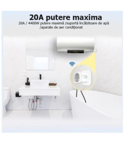 Priza Inteligenta Zigbee cu Monitorizare Consum, programabil, Compatibil cu app Tuya, Smart Life, Control vocal, Alexa, Amazon, Google Home, 16A @SmartWiz