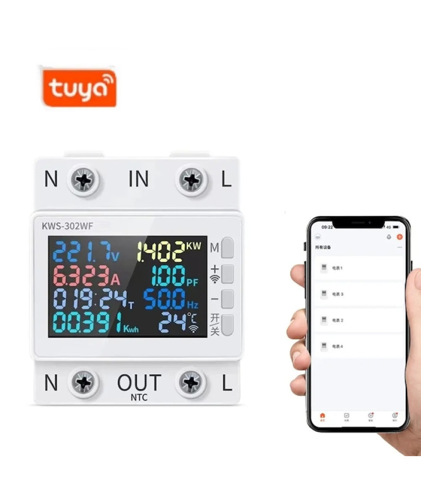 Releu monofazic WIFI, contor de energie inteligent, digital, reglabil, 63A, 230V, protectie subtensiune, supratensiune, suprasarcina, monitorizare KWh, programabil Tuya App @SmartWIZ Releu monofazic WIFI, contor de energie inteligent, digital, reglabil, 63A, 230V, protectie subtensiune, supratensiune, suprasarcina, monitorizare KWh, programabil Tuya App @SmartWIZ