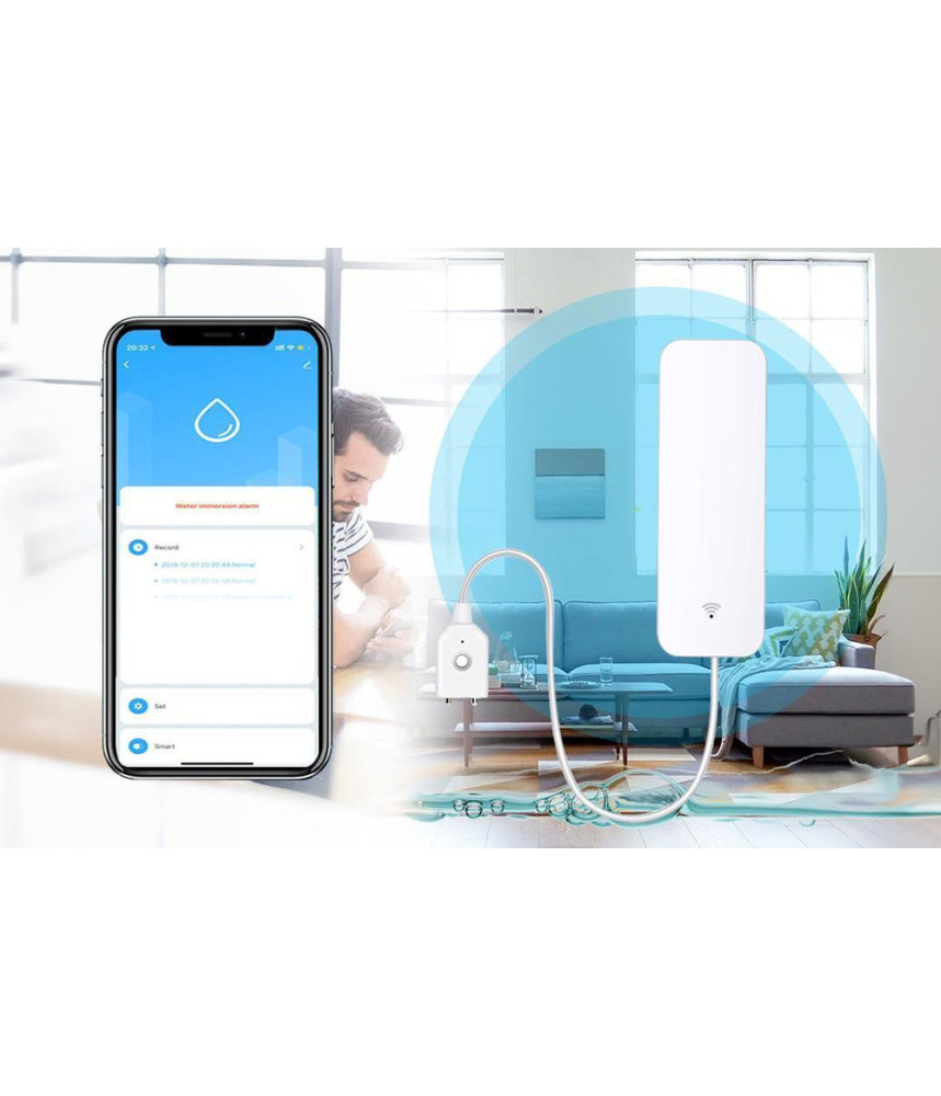 Senzor Apa si Inundatie cu avertizare sonora, Smart, WIFI, SmartLife/Tuya @SmartWiz Senzor Apa si Inundatie cu avertizare sonora, Smart, WIFI, SmartLife/Tuya @SmartWiz