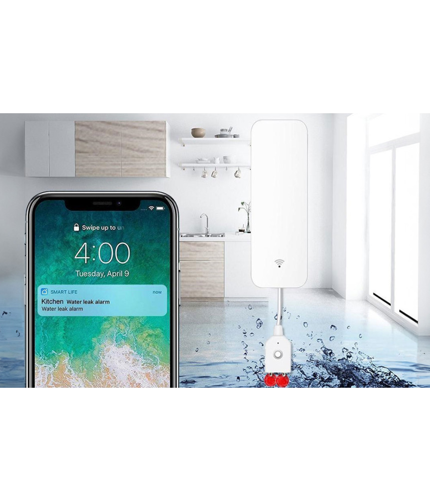 Senzor Apa si Inundatie cu avertizare sonora, Smart, WIFI, SmartLife/Tuya @SmartWiz Senzor Apa si Inundatie cu avertizare sonora, Smart, WIFI, SmartLife/Tuya @SmartWiz