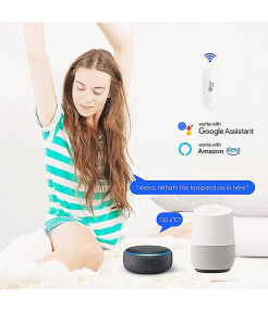 Senzor de temperatura/umiditate, WiFi 2.4G, Compatibil cu Tuya/SmartLife/Alexa/Echo/Google Assistant, Alb @SmartWiz