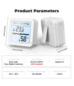 Senzor inteligent, cu afisaj de temperatura si umiditate smart Zigbee, termometru si higrometru de camera, Compatibil Tuya Suport Alexa, Google Home @SmartWiz