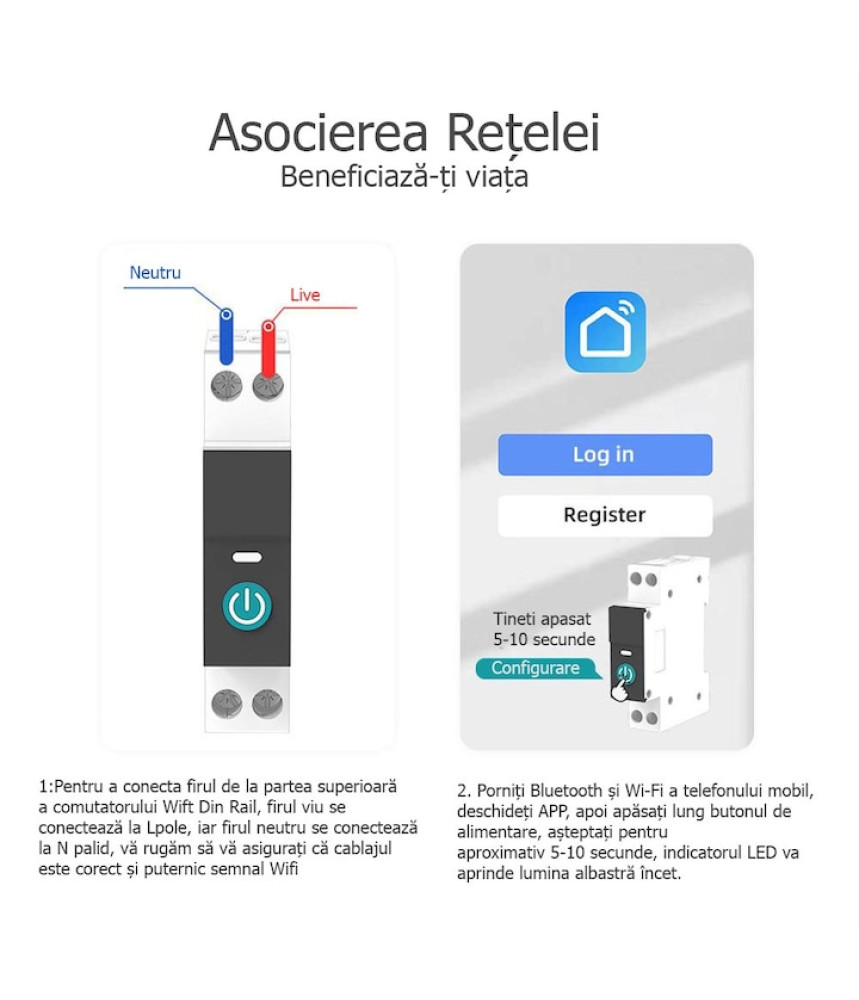 Siguranta Inteligenta, Wi-Fi, 40A, 1P, 1P+N, Monitorizare energie, Protectie Supratensiune, Programare inteligenta, compatibil Tuya, Smart Life APP @SmartWiz Siguranta Inteligenta, Wi-Fi, 40A, 1P, 1P+N, Monitorizare energie, Protectie Supratensiune, Programare inteligenta, compatibil Tuya, Smart Life APP @SmartWiz