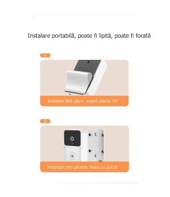 Sonerie Inteligenta WiFi, VideoGuest, Transmitator video cu vedere nocturna, Reancarcabila, Control la distanta prin aplicatie, 19 melodii disponibile, 4 trepte de volum,150M Raza Actiune, Microfon bi