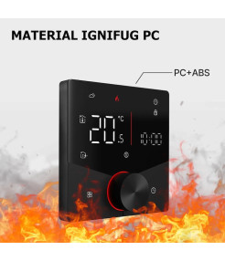 Termostat Inteligent de ambient, Centrala/Boiler Electric cu Rotita, Negru, WIFI, Control prin Aplicatia Tuya, Wireless, Prindere in Doza de Perete, Control Vocal Google Home, Alexa, Negru @SmartWiz