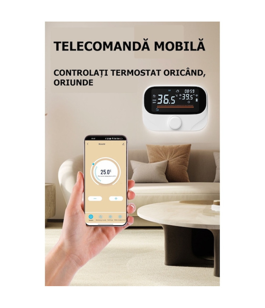 Termostat inteligent S2_Style Centrala termica, Wi-Fi, TUYA, Smart Life, Compatibil cu Alexa, Google Home @SmartWiz Termostat inteligent S2_Style Centrala termica, Wi-Fi, TUYA, Smart Life, Compatibil cu Alexa, Google Home @SmartWiz